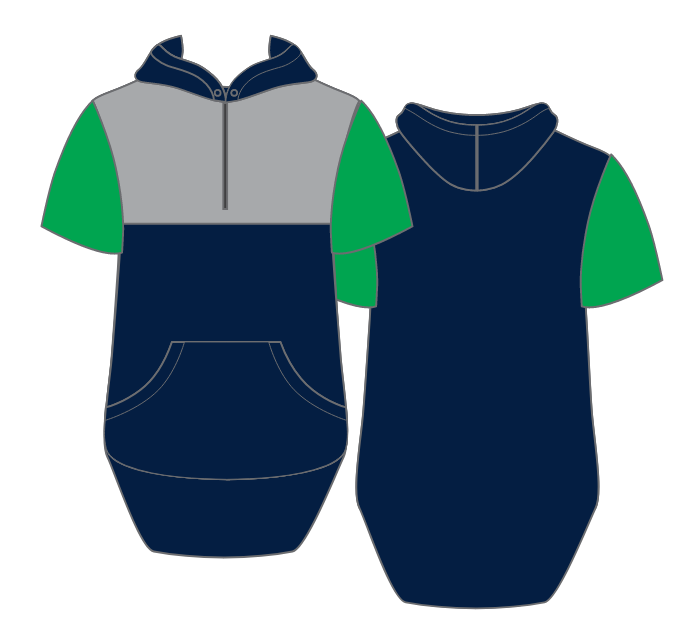 Green, Navy Grey Short Sleeve Half Zip Hoody – Just Shear