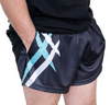 Black & Teal Point | Footy Style Shorts