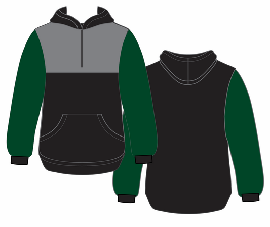 Dark Green, Black & Smoke Grey | Half Zip Hoody | Just Tradies