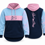 JS | "Thurgoona" Sky, Navy & Pink | No Zip Long Tail Hoody