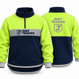 JT | Hi Vis Navy, Lime & Smoke Grey | Half Zip Collared Jumper | Just Tradies