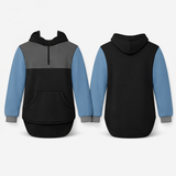 Slate Blue, Black & Smoke Grey | Half Zip Long Tail Hoody