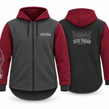 JS | "Aberdeen" Maroon & Charcoal | Full Zip Long Tail Hoody