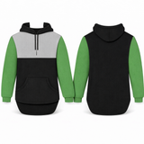 Black, Grey & Green | Half Zip Long Tail Hoody