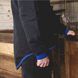 Black - Royal Blue Trim | Half Zip Long Tail Hoody