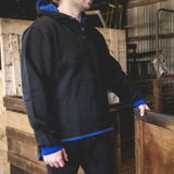 Black - Royal Blue Trim | Half Zip Long Tail Hoody