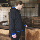 Black - Royal Blue Trim | Half Zip Long Tail Hoody