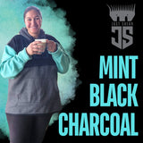 Mint, Charcoal & Black | Half Zip Long Tail Hoody