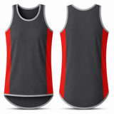 Charcoal Grey & Red - Smoke Trim | Shearing Singlet