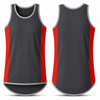 Charcoal Grey & Red - Smoke Trim | Shearing Singlet