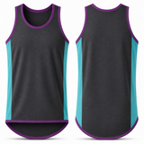 Charcoal Grey & Teal - Purple Trim | Shearing Singlet