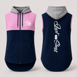 JS | "Hillston" Pastel Pink, Navy & Grey | Full Zip Long Tail Vest