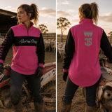 JS | Hot Pink & Black "Oatlands" | Half Zip Long Tail Collared Jumper