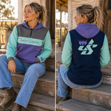 JS | Lilac, Mint, Smoke & Navy "Quilpie" | Half Zip Long Tail Hoody