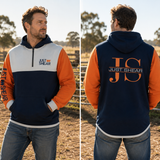 JS | Orange, navy & Light Grey "Kaniva" | Half Zip Long Tail Hoody