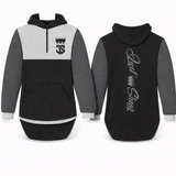 JS | Black & Grey "Smokey Bay" | Half Zip Long Tail Hoody