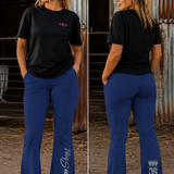 JS | Dark Blue Cotton Rich Bootcut Pants