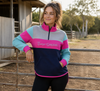 JS - Aqua, Hot Pink, Grey & Navy | Collared Long Tail Jumper