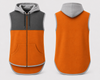 Orange, Charcoal & Light Grey Vest | Full Zip Long Tail Hoody