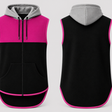 Hot Pink, Black & Light Grey Vest | Full Zip Long Tail Hoody