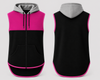 Hot Pink, Black & Light Grey Vest | Full Zip Long Tail Hoody