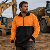 Flouro Orange & Black | Half Zip Long Tail Collared Jumper