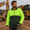 Flouro Lime & Bottle Green | Half Zip Long Tail Collared Jumper
