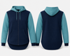 Teal & Navy | Full Zip Long Tail Hoody