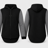 Charcoal & Black | Full Zip Long Tail Hood