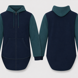 Petrol & Navy | Full Zip Long Tail Hoody