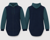 Petrol & Navy | Full Zip Long Tail Hoody