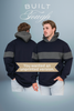 Navy & Charcoal Grey Stripe | No Zip Long Tail Hoody