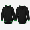 Black - Green Trim | Half Zip Long Tail Hoody