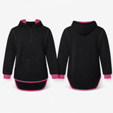 Black - Hot Pink Trim | Half Zip Long Tail Hoody
