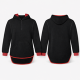 Black - Red Trim | Half Zip Long Tail Hoody