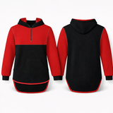 Red & Black | Half Zip Long Tail Hoody