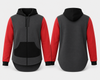 Red, Charcoal & Black | Full Zip Long Tail Hoody