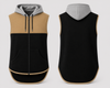 Sandy Taupe, Black & Light Grey Vest | Full Zip Long Tail Hoody