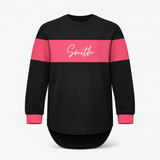 Custom Embroidered Name - Coral & Black | Long Tail Sweater