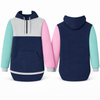 Navy, Light Pink & Teal | Half Zip Long Tail Hoody