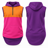 Pink, Purple & Orange | Sleeveless Vest Half Zip Hoody