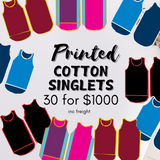 30 Custom  Printed Cotton Singlets