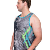 To The Point - Green & Blue | Just Shear Sports Performance Singlet