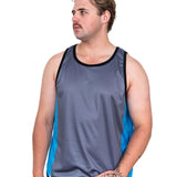 Grey & Bright Blue| Just Shear Sports Performance Singlet