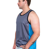 Grey & Bright Blue| Just Shear Sports Performance Singlet