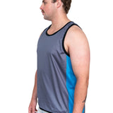 Grey & Bright Blue| Just Shear Sports Performance Singlet