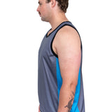 Grey & Bright Blue| Just Shear Sports Performance Singlet