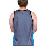 Grey & Bright Blue| Just Shear Sports Performance Singlet