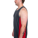 Charcoal Grey & Red - Smoke Trim | Shearing Singlet