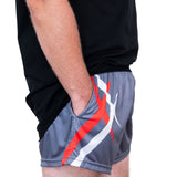 Grey & Red Point | Footy Style Shorts